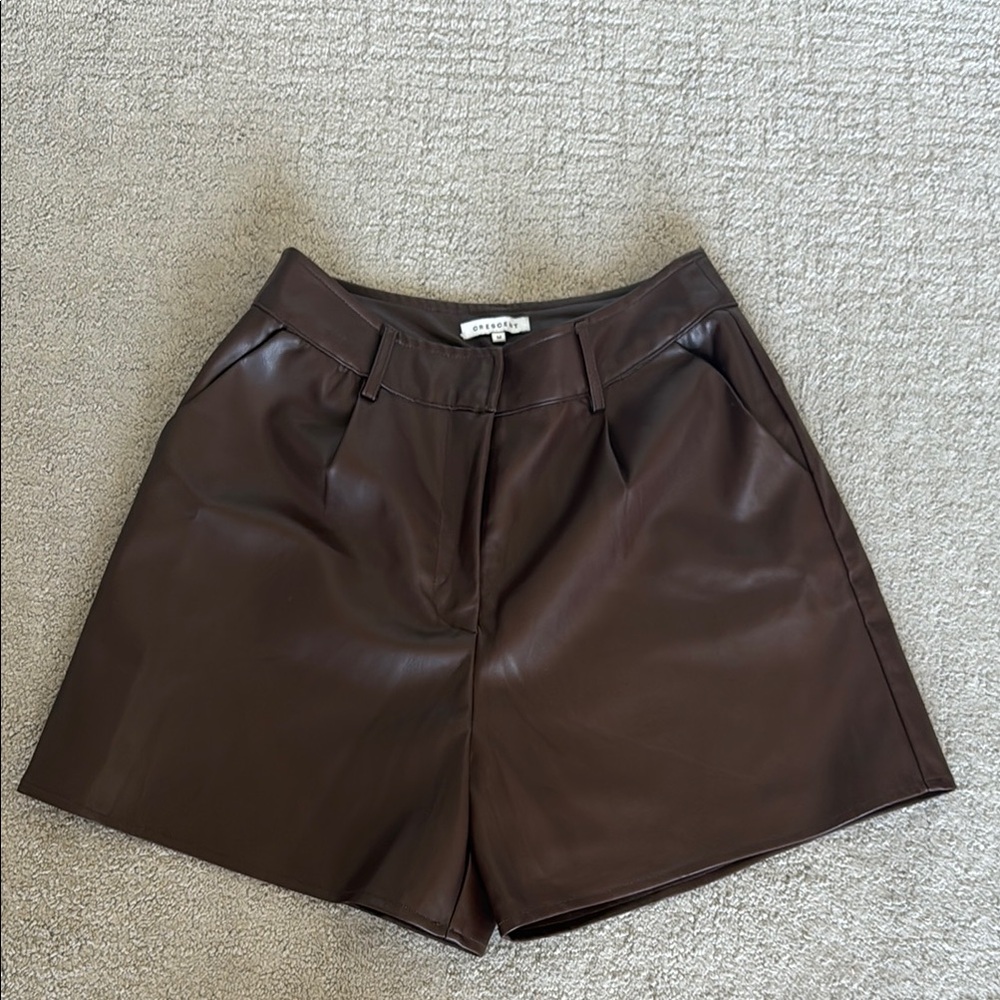 Brown Leather Shorts
